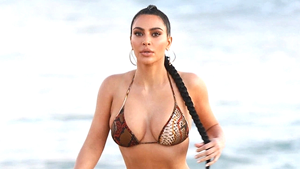 Kim Kardashian’s Sexy Silver Swimsuit & Custom Maybach: Photos – Hollywood Life