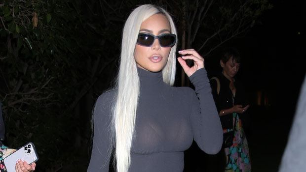 Kim Kardashian Rocks Skintight Turtleneck Dress At Fundraiser – Hollywood Life