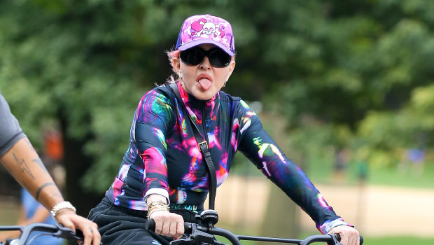 Madonna Sticks Out Tongue During Bike Ride In NYC: Photos – Hollywood Life